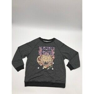 Sept & Co Boutique Crew-Neck Graphic Sweater in Gray size Large